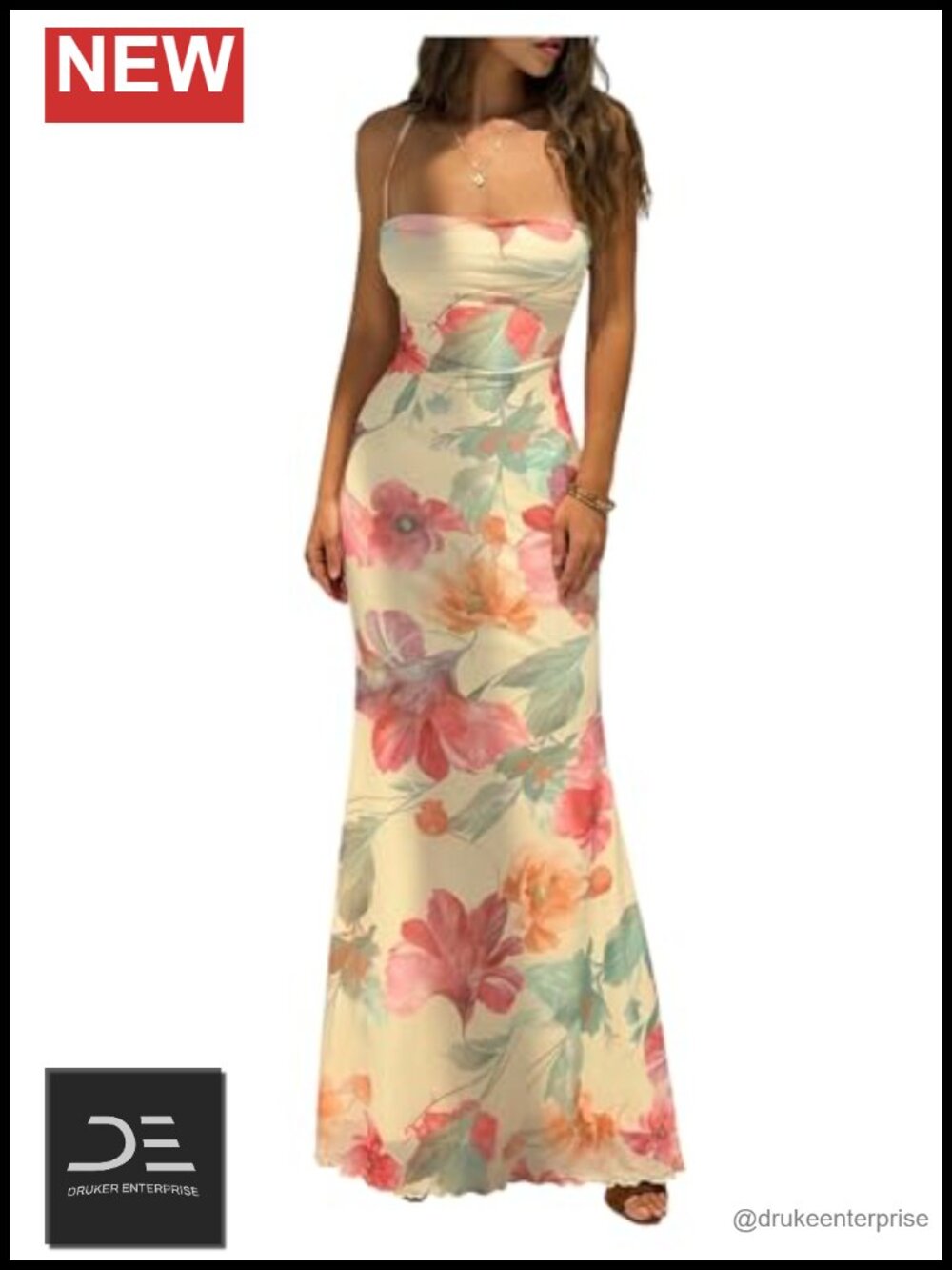 Floral Boho Maxi Dress Backless Spaghetti Strap Summer Party Club